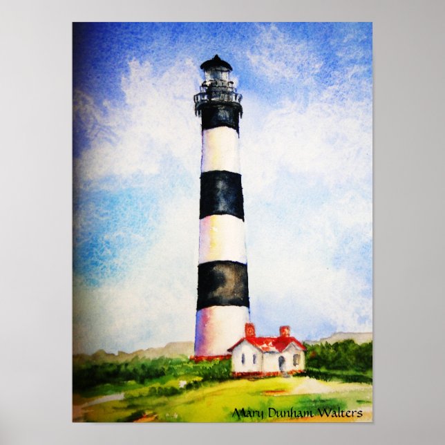 Poster Aquarelle du phare de Bodie par Mary Dunham Walter (Devant)
