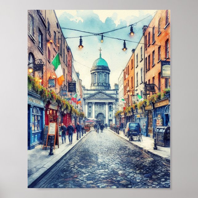 Poster Aquarelle Dublin Irlande (Devant)