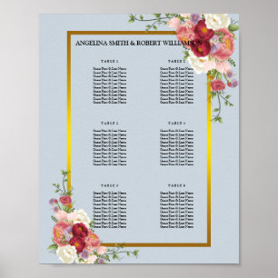 Poster Aquarelle Dusty Gris Or Blush Peach Mariage