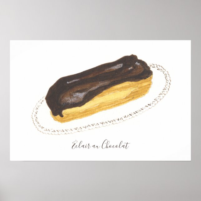 Poster Aquarelle Éclair au Chocolat (Devant)