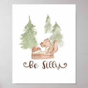 Poster Aquarelle écureuil bois Soyez soyeux pépinière