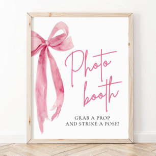 Poster Aquarelle Elegant Blush Pink Bow Photo Booth Signa