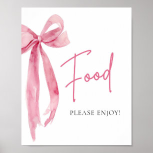 Poster Aquarelle Élégante Bow Rose Bleu Signal alimentair