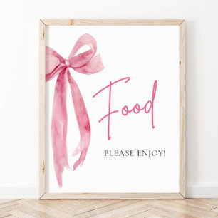 Poster Aquarelle Élégante Bow Rose Bleu Signal alimentair