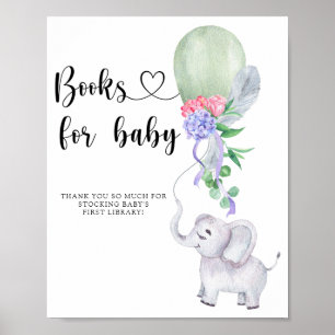 Poster Aquarelle Elephant & Balloon - livres pour bébé