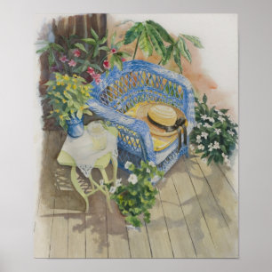 Poster Aquarelle en osier bleu - Moyen