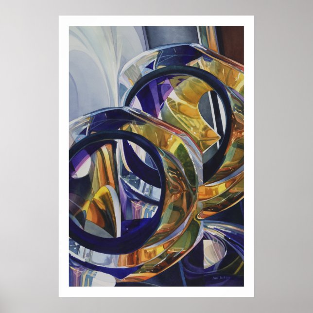 Poster Aquarelle en verre d'art "Scotch on Rocks" (Devant)