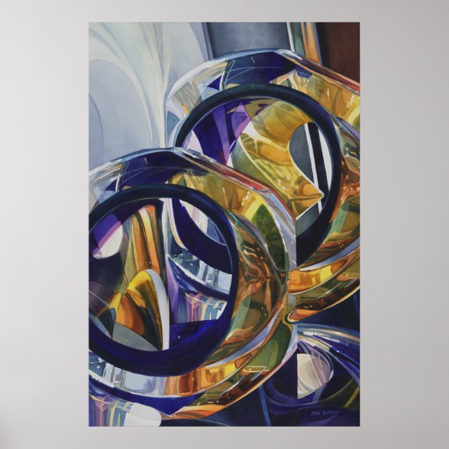 Poster Aquarelle en verre d'art "Scotch on Rocks" (Devant)