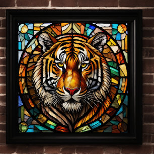 Poster Aquarelle en verre tendu Tigre