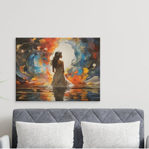 Poster Aquarelle Ethérée Femme Abstraite dans l'eau