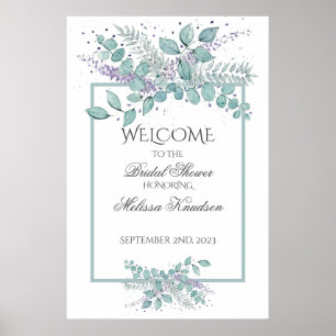 Poster Aquarelle Eucalyptus Green Bridal Bienvenue