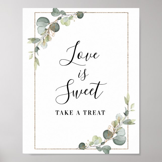 Poster aquarelle eucalyptus L'amour est signe doux (Devant)