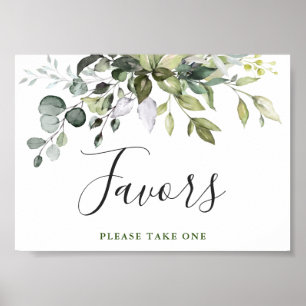 Poster Aquarelle Eucalyptus Vert Mariage Faveur Signal