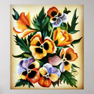 Poster Aquarelle exotique Panneaux multicolores