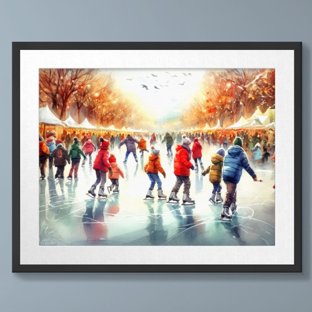 Poster Aquarelle extérieure patinoire (Créateur téléchargé)