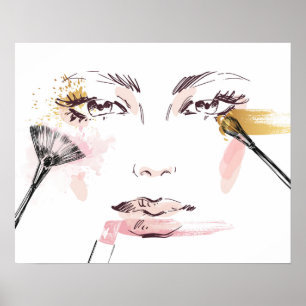 Poster Aquarelle face maquillage