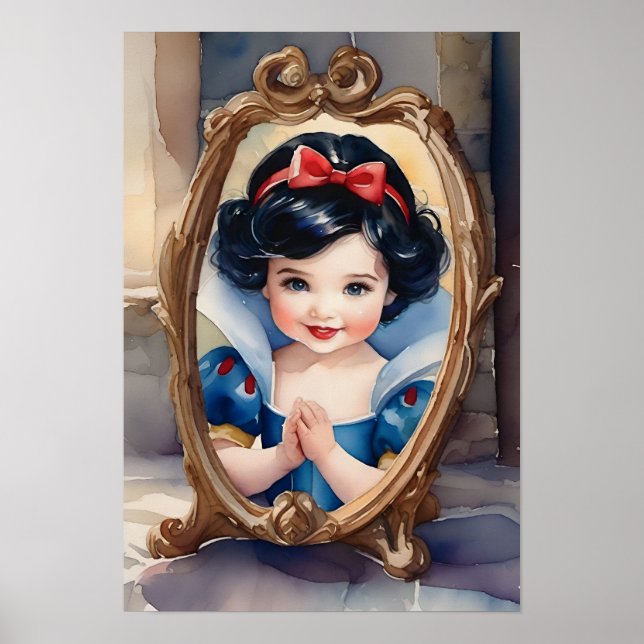 Poster Aquarelle Fairytale Bébé Blanche neige (Devant)