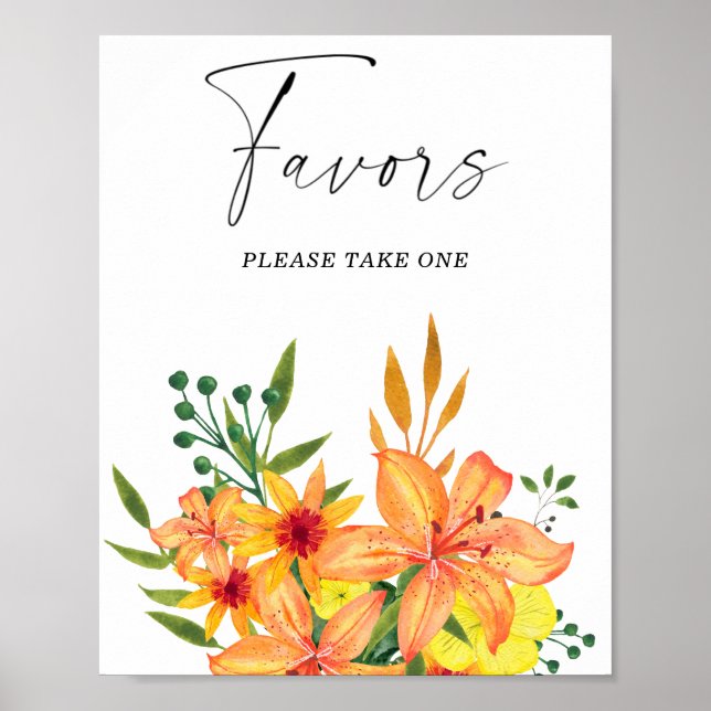 Poster Aquarelle faveurs nuptiales s'il vous plaît prendr (Devant)