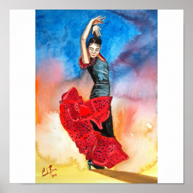 Poster aquarelle flamenco (Devant)