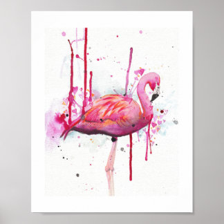 Poster aquarelle flamingo