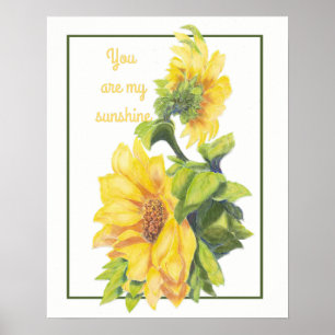 Poster Aquarelle Fleur de tournesol Vous êtes Sunshine