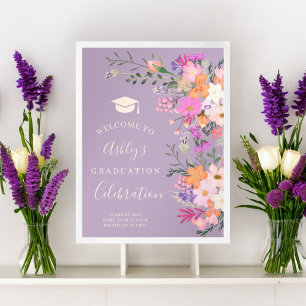 Poster Aquarelle fleurie chic lavande bienvenue