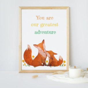 Poster Aquarelle Fleurs Fox Et Citations D'Enfants Nurser