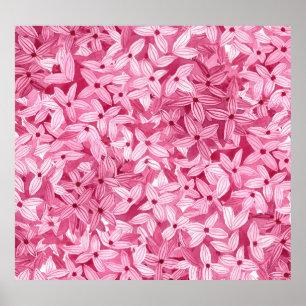 Poster Aquarelle fleurs lilas : arrière - plan rose