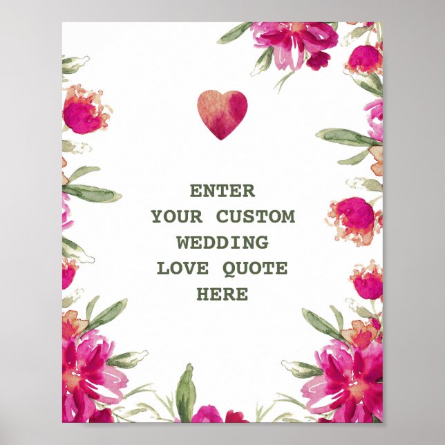 Poster Aquarelle Fleurs personnalisées Mariage Amour Cita (Devant)