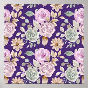 Poster Aquarelle Fleurs sans joint