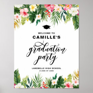 Poster Aquarelle Fleurs tropicales Accueil