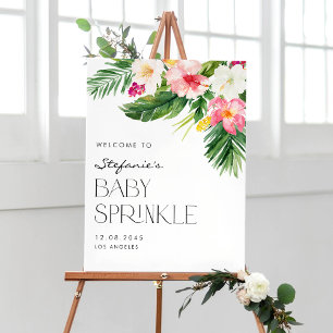 Poster Aquarelle Fleurs tropicales Été Bébé Parsemer