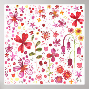 Poster Aquarelle Floral Art Moderne Motif