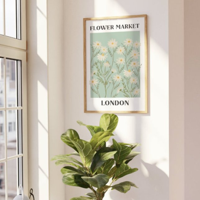 Poster Aquarelle Floral Blanc Faisy Market (In situ under sunlight)