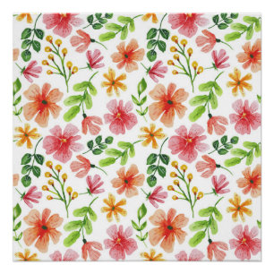 Poster Aquarelle Floral Fleurs roses Motif-69677