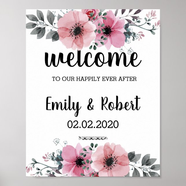 Poster aquarelle Floral Folial Mariage (Devant)