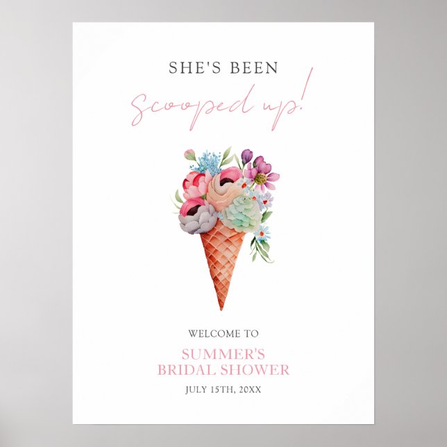Poster Aquarelle Floral Glace Fête des mariées Bienvenue (Devant)