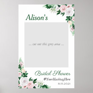 Poster Aquarelle Floral Vert Fête des mariées Photo Prop
