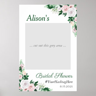 Poster Aquarelle Floral Vert Fête des mariées Photo Prop