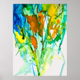 Poster aquarelle florale Abstraite