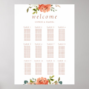 Poster Aquarelle florale blanche 12 Mariage de table