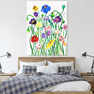 Poster Aquarelle florale brillante couleur sauvage de pav