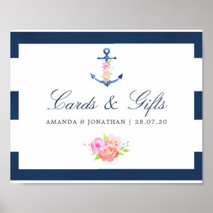 Poster Aquarelle Florale cartes de mariage et cadeaux nau