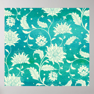 Poster Aquarelle florale de porcelaine chinoise