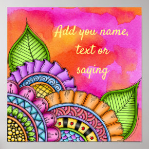 Poster Aquarelle florale moderne couleur Whimsical 