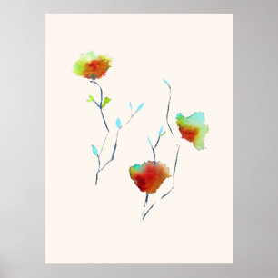 Poster Aquarelle florale moderne d'art Abstrait