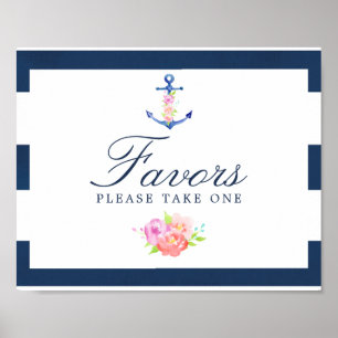 Poster Aquarelle Florale Noir Faveurs Mariage