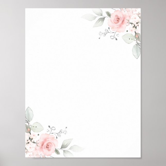 Poster Aquarelle florale Rose Rose Girl BLANC (Devant)