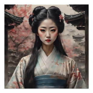 Poster Aquarelle Geisha no 10