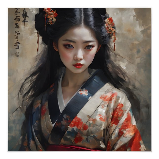 Poster Aquarelle Geisha no 14 (Devant)